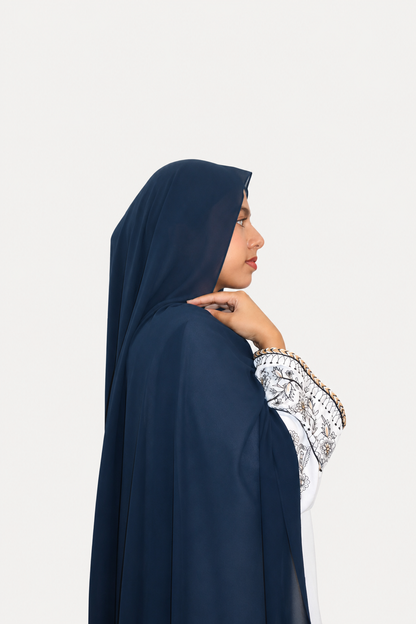 Malaysian Heavy Chiffon Navy Blue