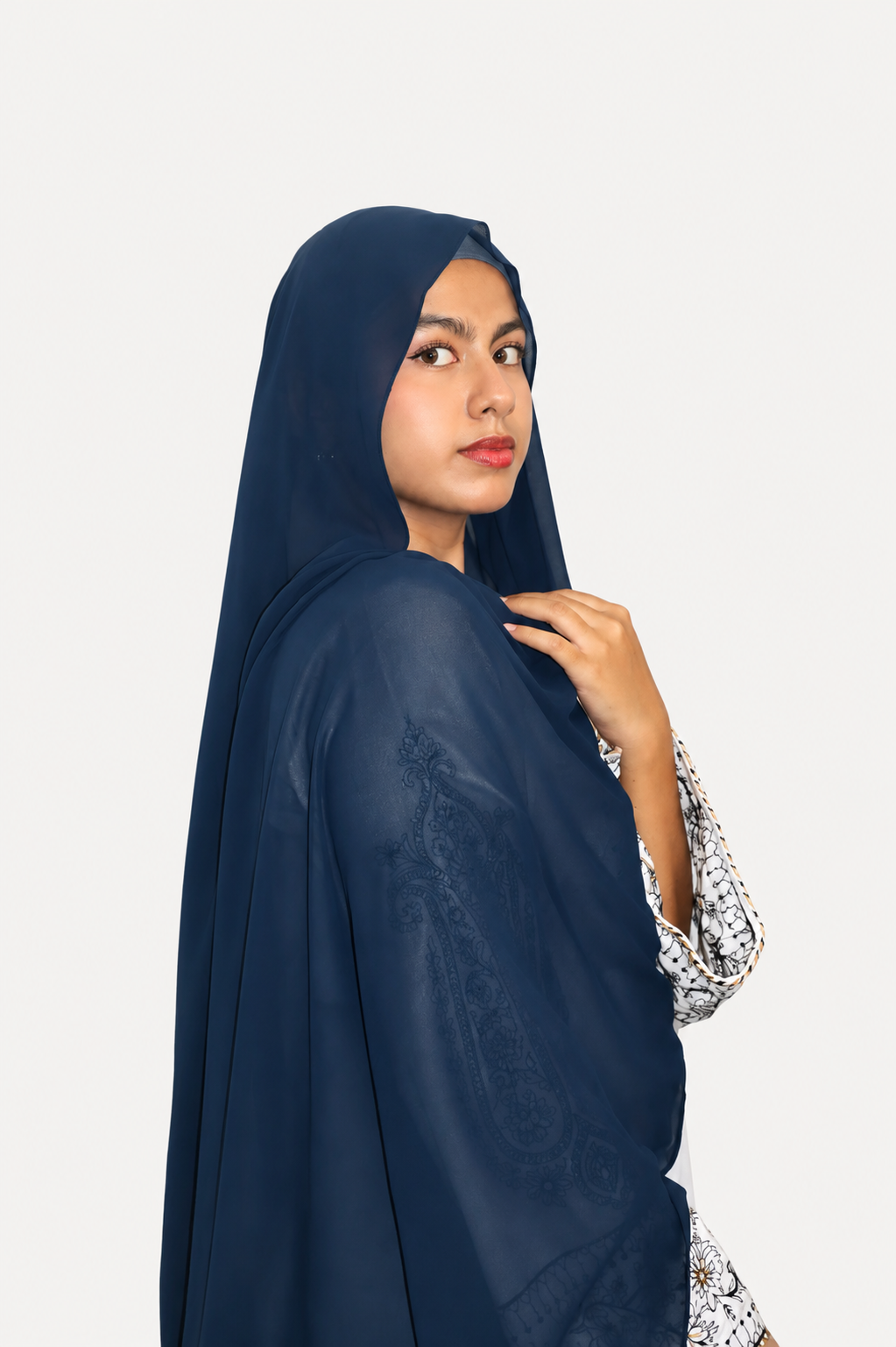 Malaysian Heavy Chiffon Navy Blue