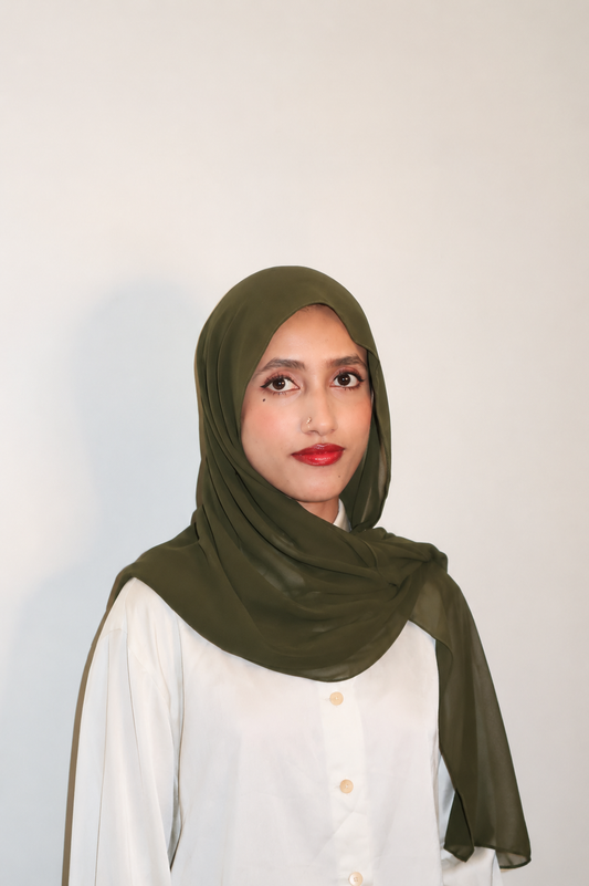 Malaysian Heavy Chiffon Dark Olive