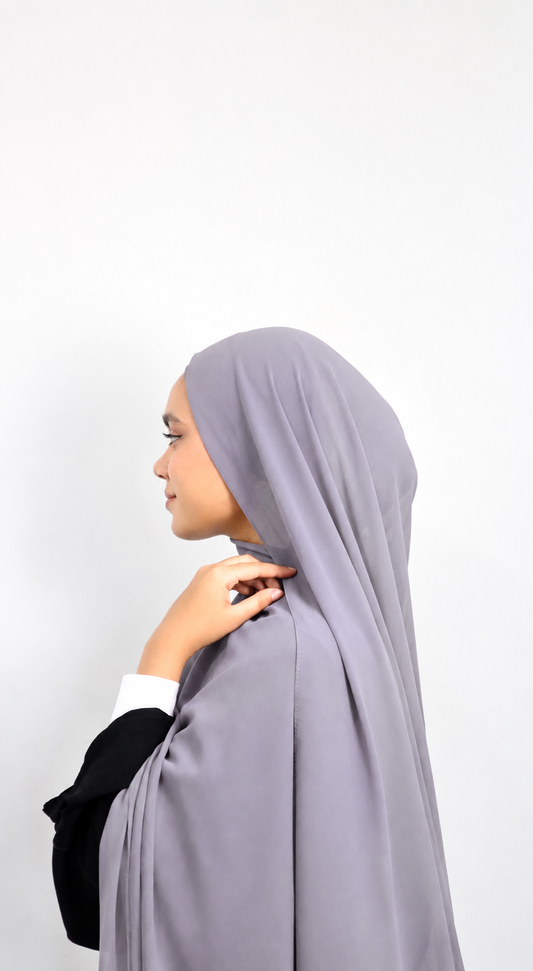 Malaysian Heavy Chiffon Lavender Grey