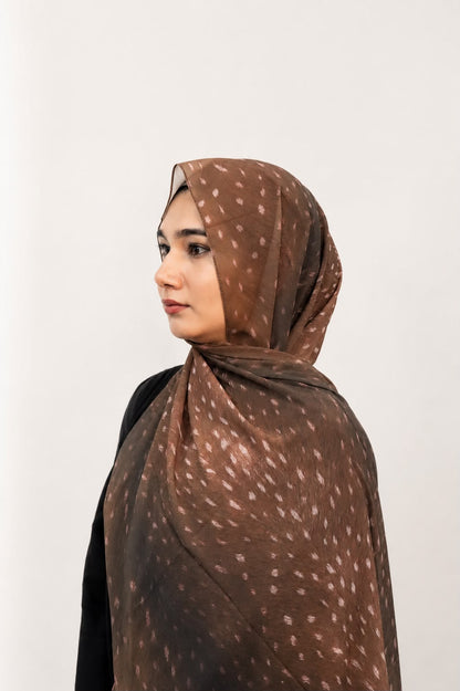 Luxe Deer Print Chiffon Hijab Mocha