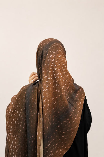 Luxe Deer Print Chiffon Hijab Mocha