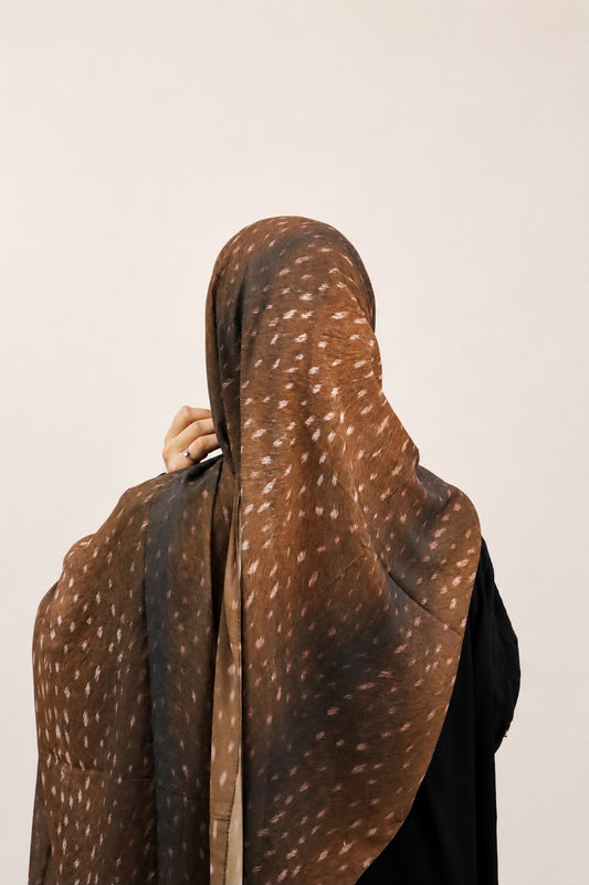 Luxe Deer Print Chiffon Hijab Mocha