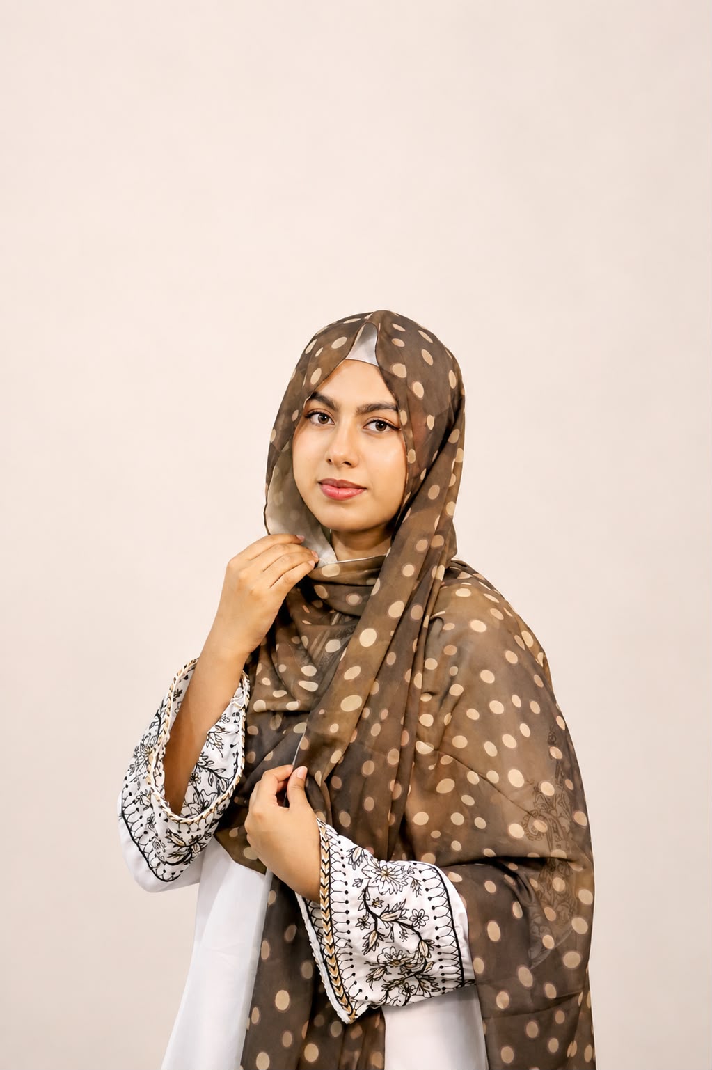 Luxe Fawn Spot Chiffon Hijab – Mocha