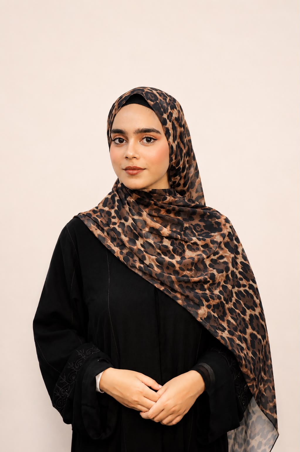 Luxe Leopard Print Chiffon Hijab – Caramel