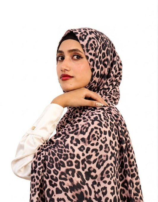 Luxe Leopard Wild Muse Chiffon – Blush Pink