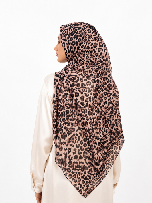 Luxe Leopard Wild Muse Chiffon – Blush Pink
