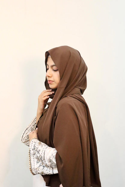 Stretchable Soft Cotton Hijab Brown