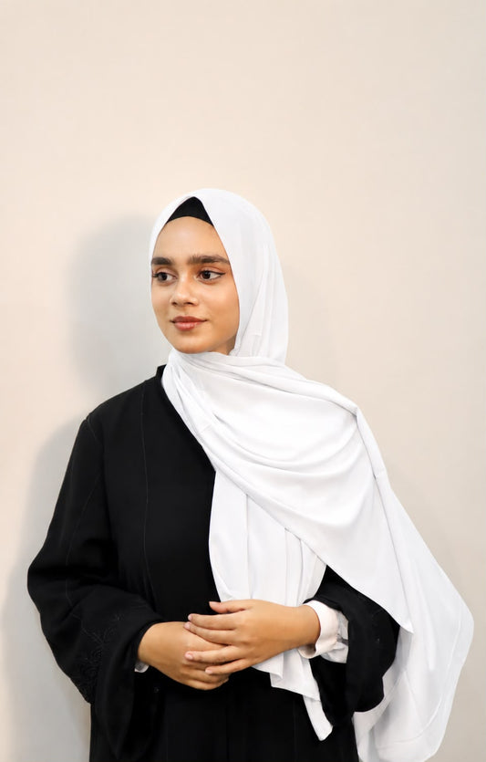 Stretchable Soft Cotton Hijab White