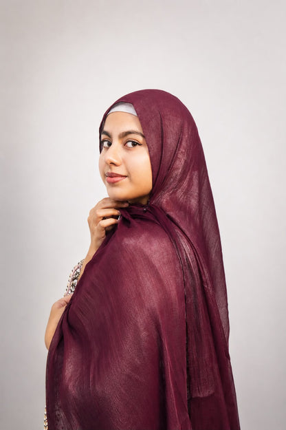 Shimmer Organza Hijab Burgundy