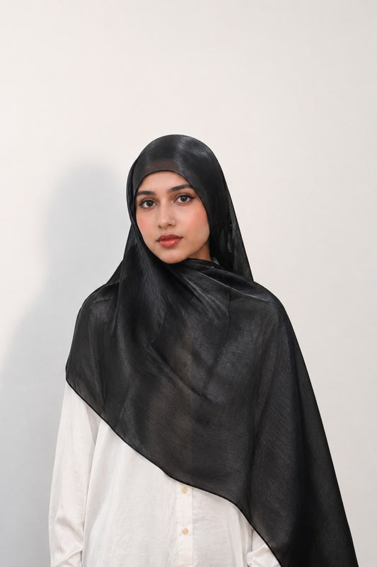 Shimmer Organza Hijab Black