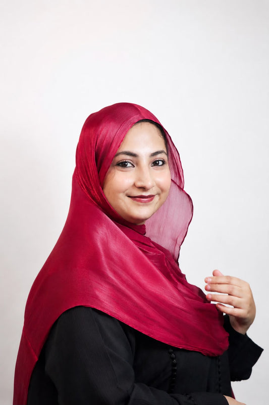 Shimmer Organza Hijab Red