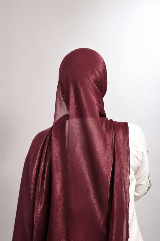 Shimmer Organza Hijab Burgundy